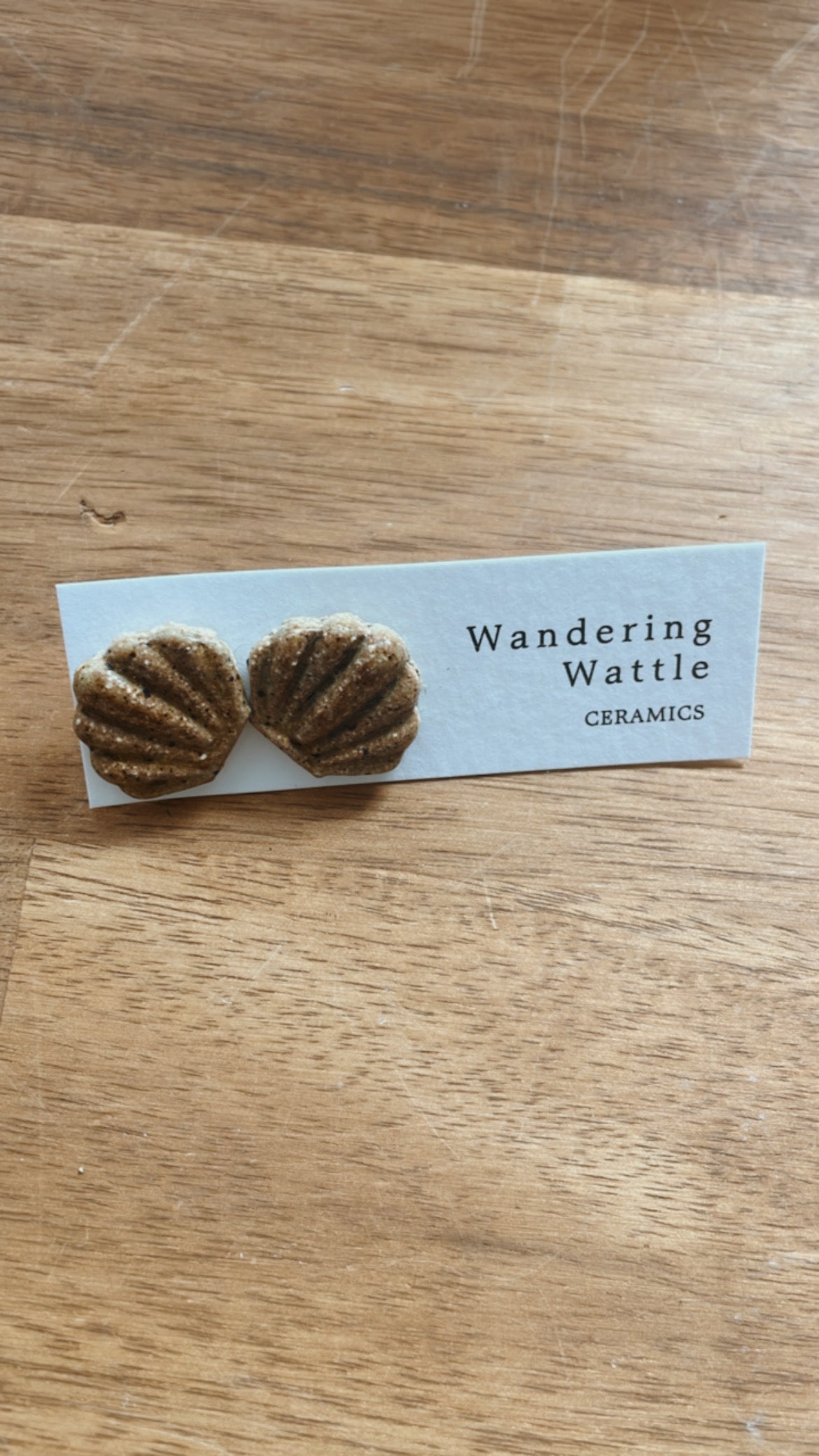 Ceramic Earrings - Shell Stud Sand