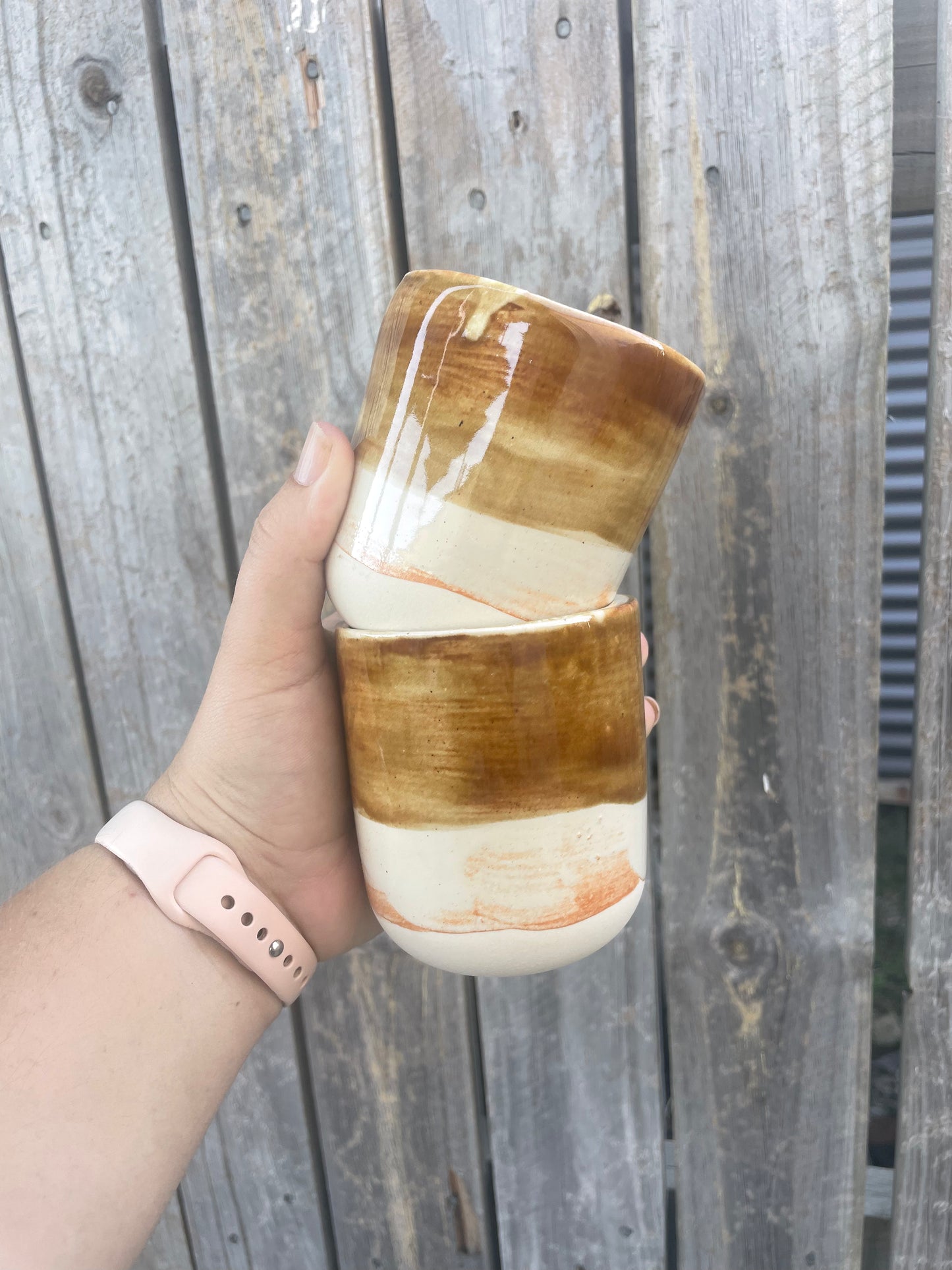 Shino/ brown tumblers