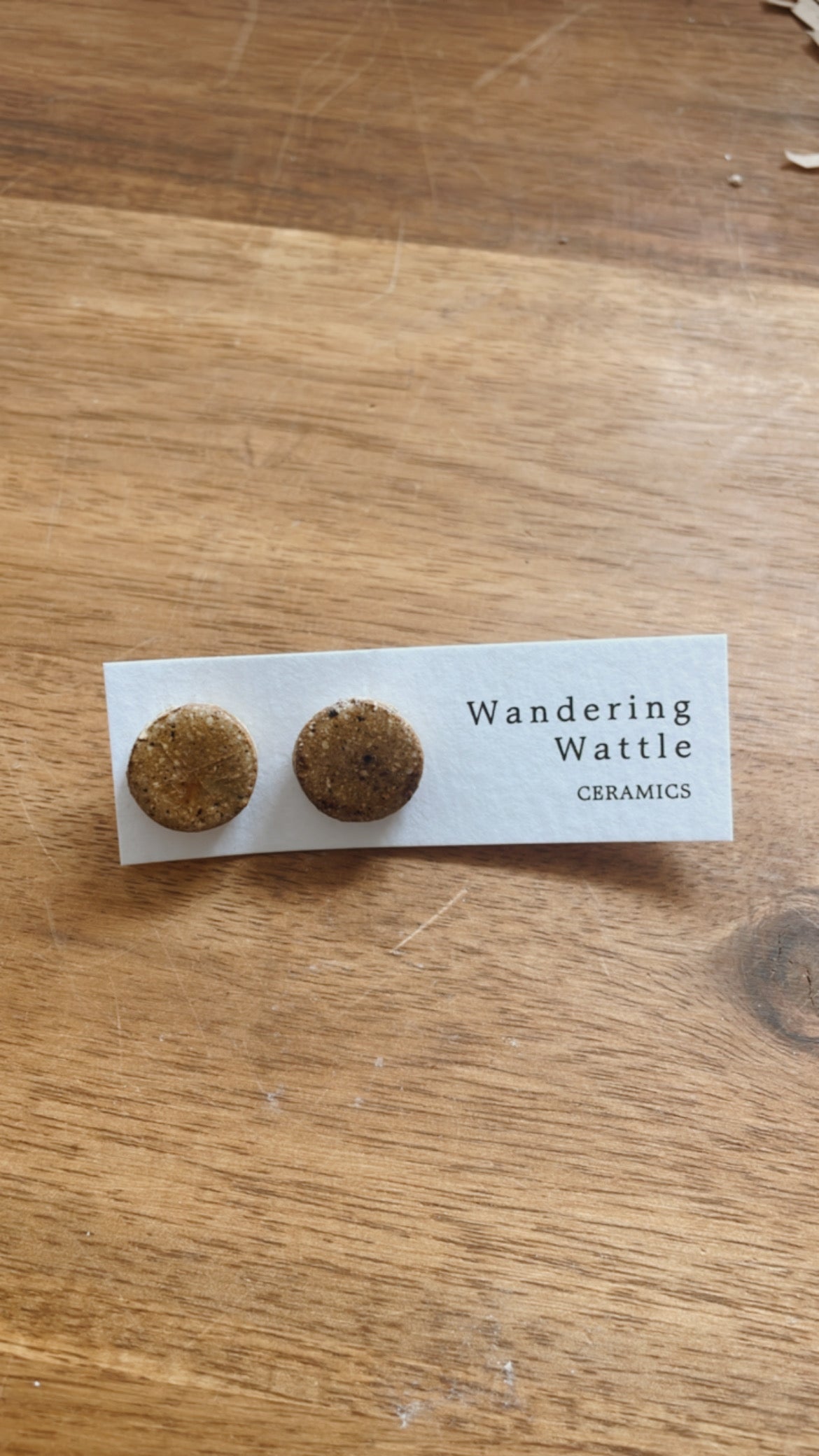 Ceramic Earrings - Round stud sand