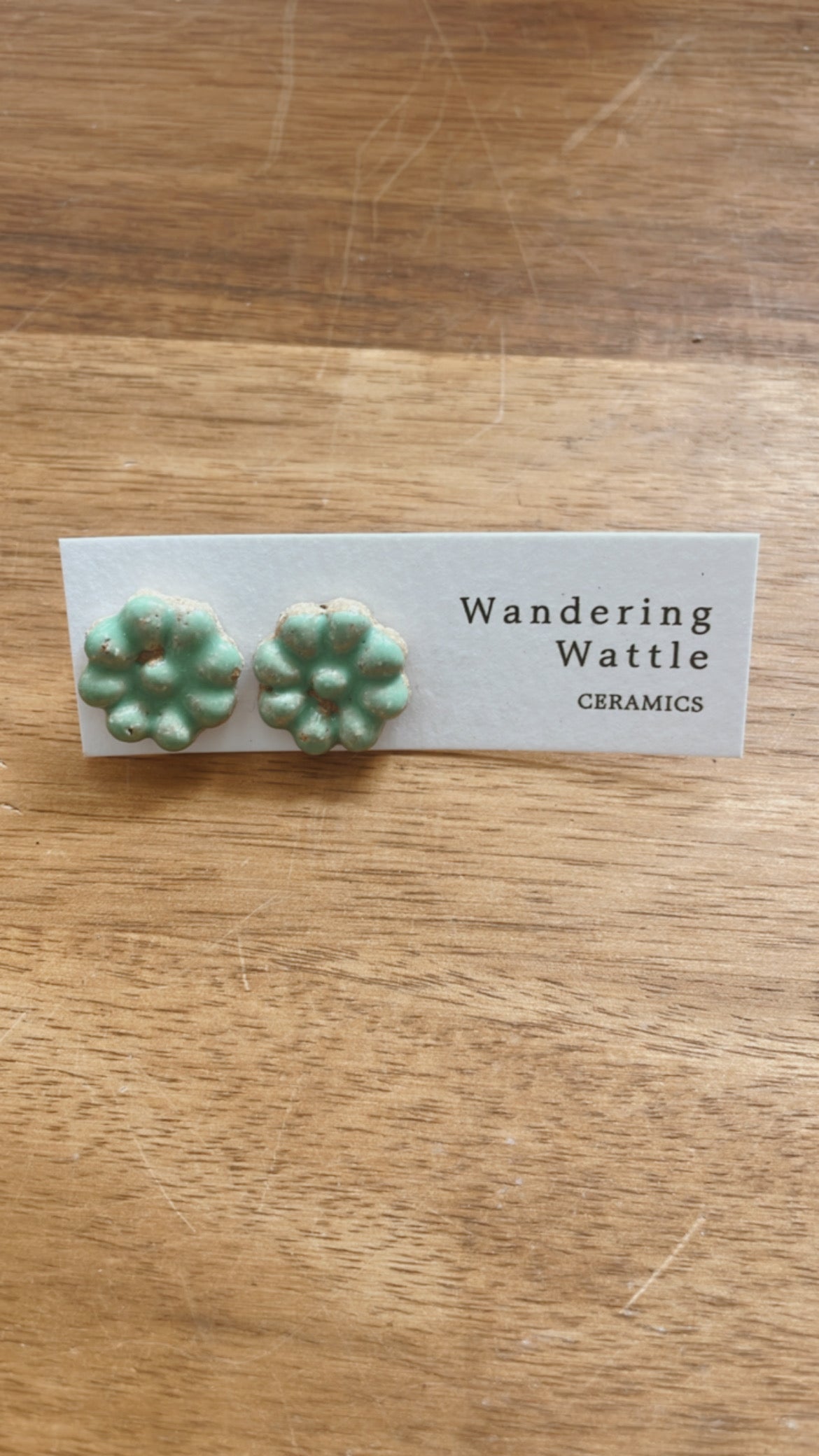 Ceramic Earring - Daisy Stud - Green