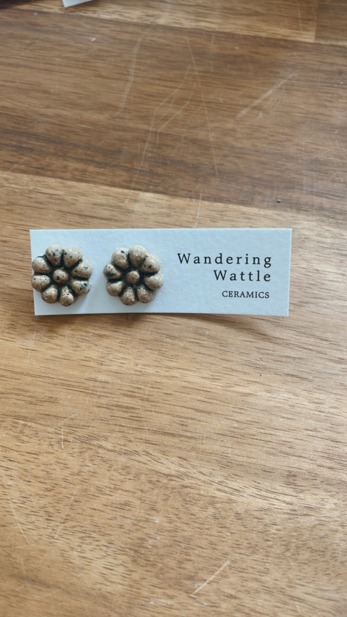 Ceramic Earrings - Daisy Studs Blue speck