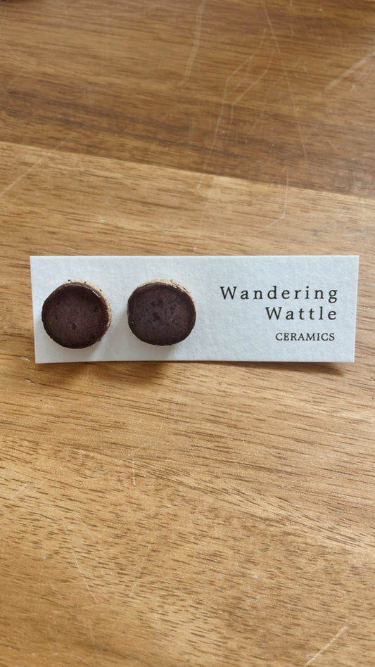 Ceramic Earrings - Round Stud Deep Purple